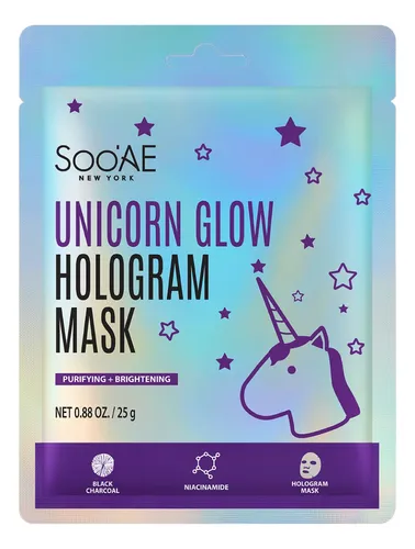 Mascarilla Soo'ae Unicorn Glow Hologram Con Color Carbón, 12