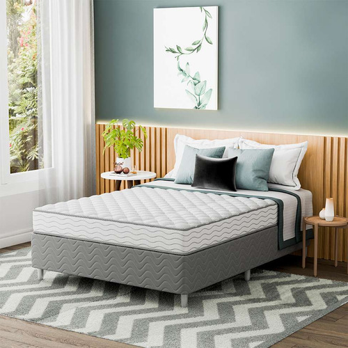 Cama Box Com Colchão Casal Howie Espuma D33 (17x138x188) ... Cor Branco
