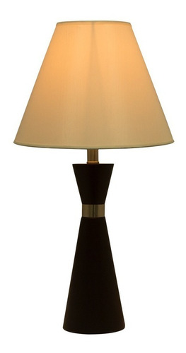 Lámpara De Mesa Madera Acero Inoxidable Color Nogal 60w E27