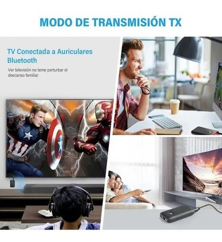 Imagen 6 de 6 de Trasmisor Y Receptor De Audio Bluetooth 3.5 Mm 2 En 1