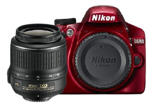  Nikon Kit D3200 + Lente 18-55mm Vr Dslr Color  Rojo