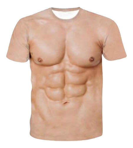 Divertido 3d Body Pattern Musclet-shirt Manga Corta Hombres