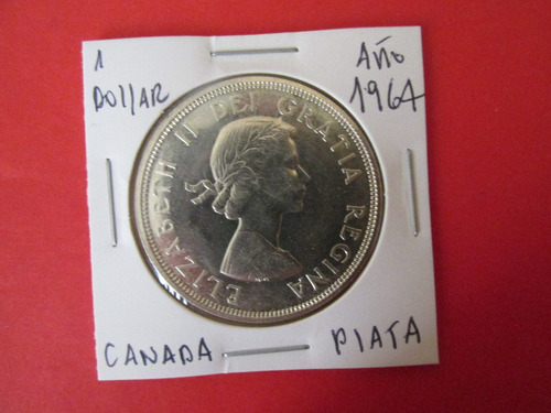 Moneda Canada 1 Dollar Reina Isabel Plata Año 1964 Unc