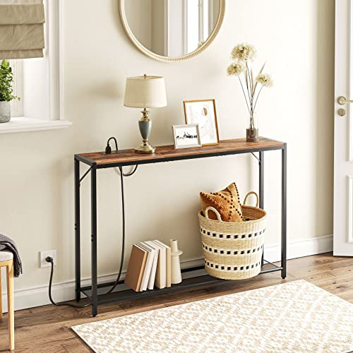 Mahancris Sofá Mesa Con Toma De Corriente, Mesa Consola De 4