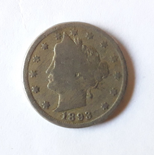Estados Unidos 5 Five Cents 1893 Cuproniquel Usa Eeuu