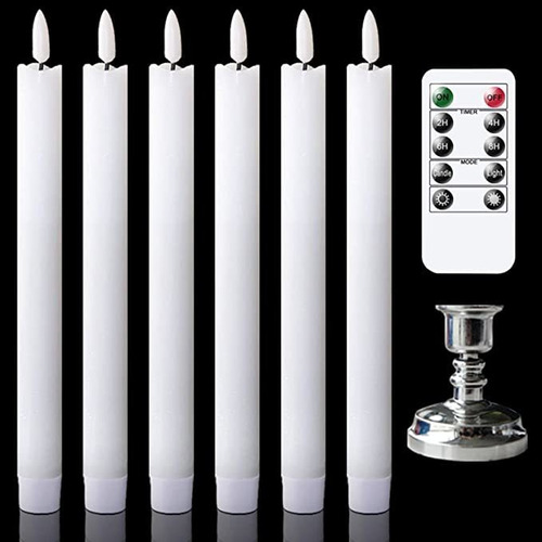 Genswin Flameless Taper Candles With Remote Timer, B