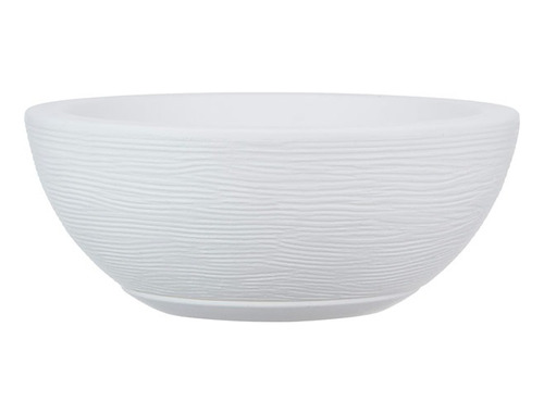 Maceta Plástico Bowl Premium 30x13 Cm Simil Piedra + Plato