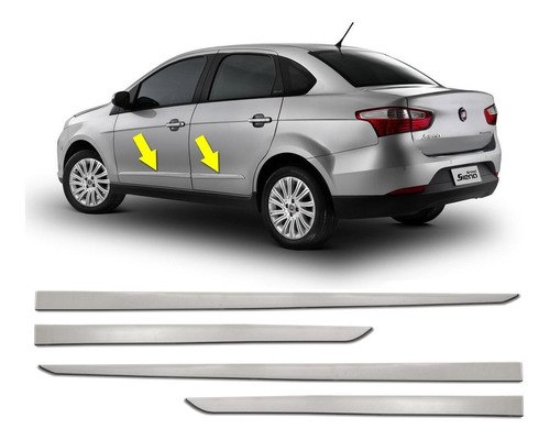 Kit Friso Lateral Cromado Fiat Grand Siena Novo Palio 4 Pçs