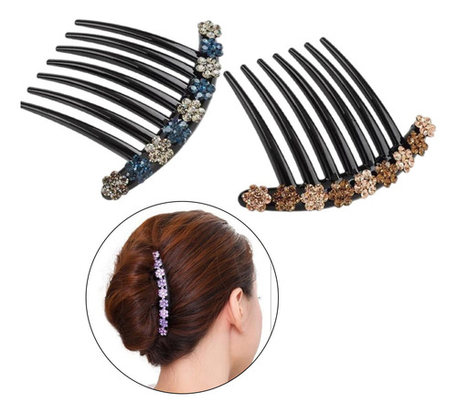 2 Uds Peine De Diamantes De Imitación Clip Updo Bun Maker