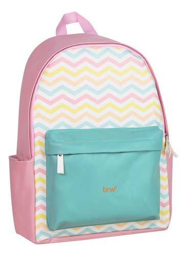 Mochila de viagem urbana com listras pastel em couro ecológico cor marrom Enjoy Zig Zaz Multicolor Mc0600