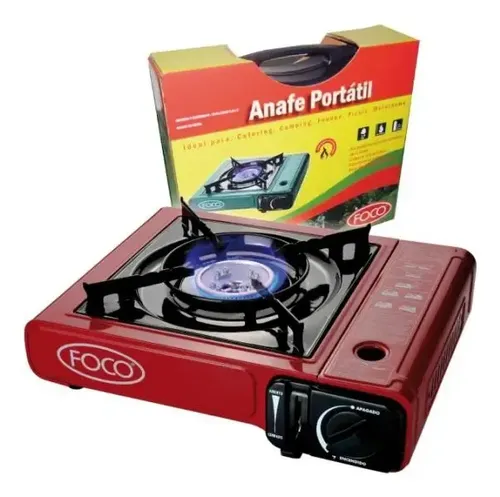 Anafe Portátil Foco de 1 Hornalla, a Gas GLP y de Color Rojo