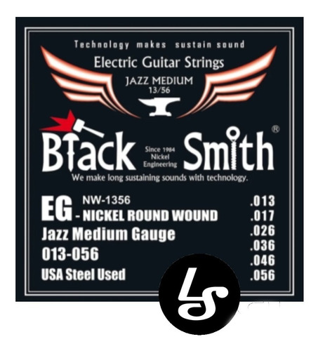 Imagen 1 de 7 de Cuerdas Electrica 13 56 Black Smith Encordado