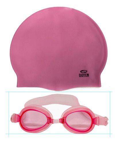 Kit Gorra Silicona Natación 500 + Antiparra Infantil Rosa