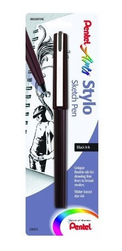 Pentel Arts Stylo Sketch Pen, Tinta Negra, 1 Paquete (jm20bp