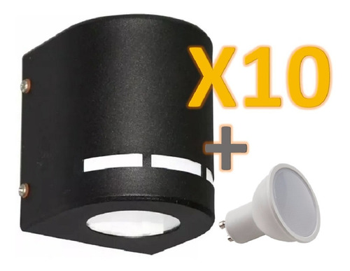 Pack X10 Aplique Unidireccional Difusor + Led Gu10 Exterior