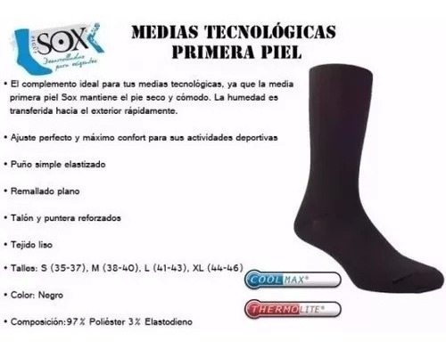 Media Abrigo Termica Sox® Primera Piel Talle Xl (44-46) Sky!