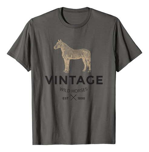 Vintage Wild Horses - Polera De Moda Envejecida De Caballo