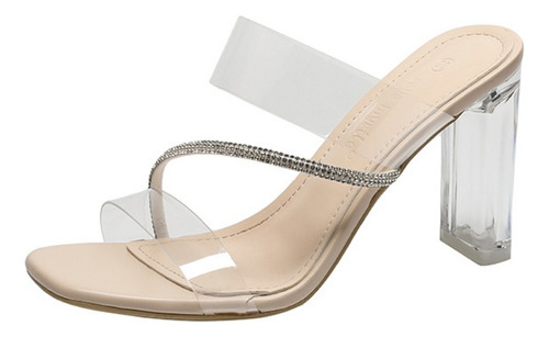 Tacones Transparentes Sandalias De Moda Tacones Blancos