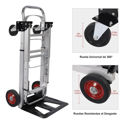 Carro Plegable Convertible 3 En 1 Con Capacidad 150kg