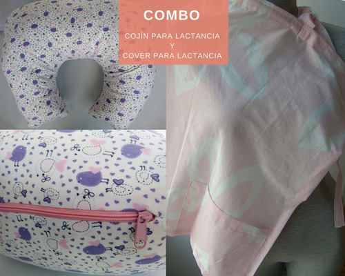 Nuevo Combo Cojín + Cover Para Lactancia (morado Y Rosa)