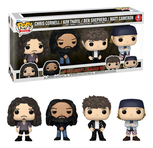 Figura Soundgarden Chris Cornell Kim Thayil Ben Shepherd Matt Cameron 4 Pack Pop! Rocks Funko