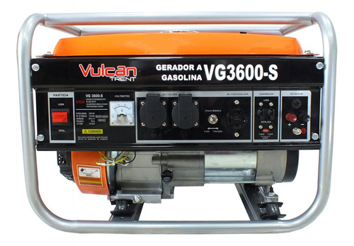 Gerador Portátil à Gasolina Vulcan VG3600S 2900W Bifásico AVR 4t 208cc 7hp 2.9kva 127V/220V