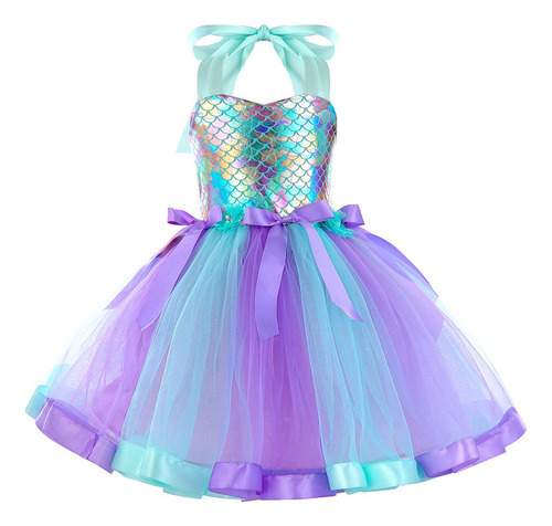 Vestido Tutú Princesa Ariel Sirenita Con Diadema 2023