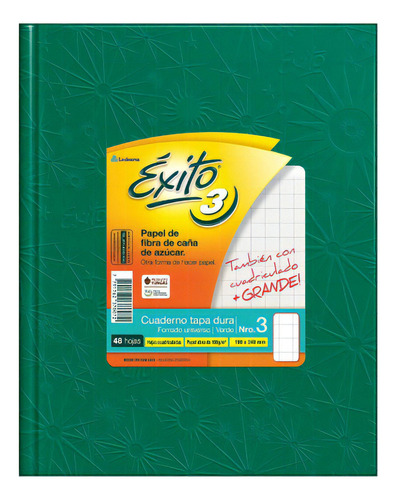 Éxito 9122 Cuaderno E3 Verde Cuadriculado Grande X48 Hojas