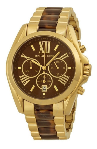 Relógio Michael Kors Mk5696 Bradshaw Dourado Original Cor da correia Dourado/Marrom Cor do fundo Marrom