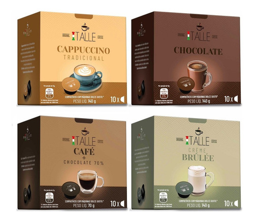 Cápsula Chocolate Cappuccino Dolce Gusto Café Italle 40 Und