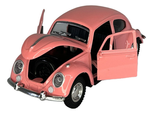 Fusquinha Carrinho D Ferro Fusca Flexão Abre Porta K3efu1/36 Cor Rosa