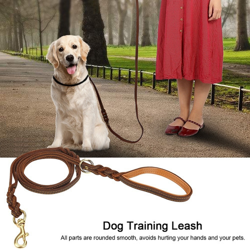 SH-RuiDu El cuero del látigo del entrenamiento del perro protege las correas del animal doméstico para el perro mediano grande