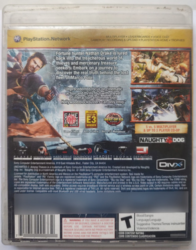 Uncharted 2 Original Ps3 Favoritos (Usado)