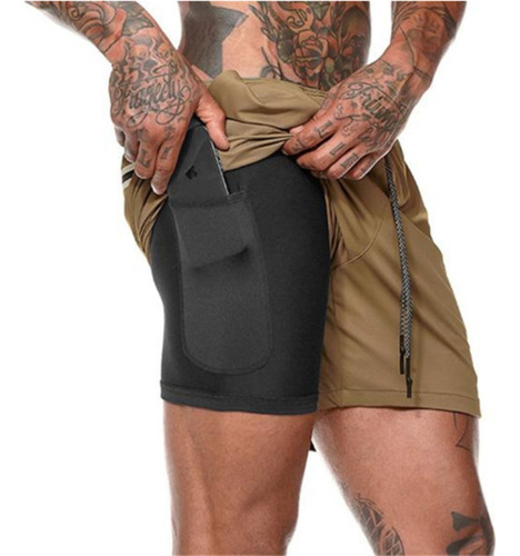 1 Gimnasio Short Con Licra Deportiva 2 En 1 Hombre Correr