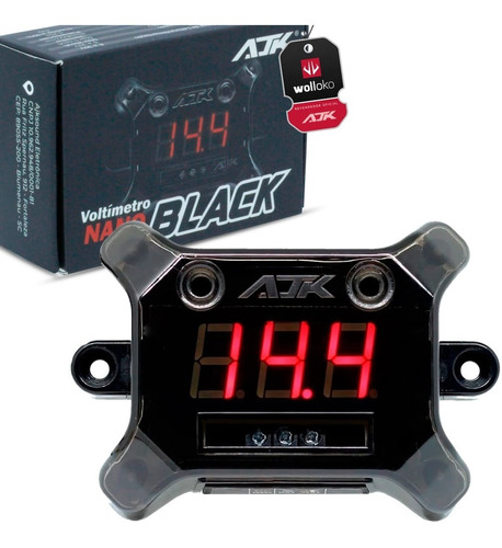 Voltímetro Digital Ajk Nano Black 12v 24v C Display Vermelho