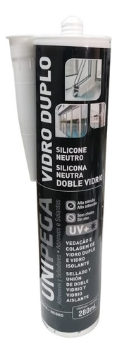 Silicon Neutro Vidrio Duplo Unipega Negro