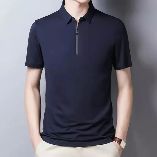 U Playeras De Seda Para Hombre Con Cremallera, Camisas