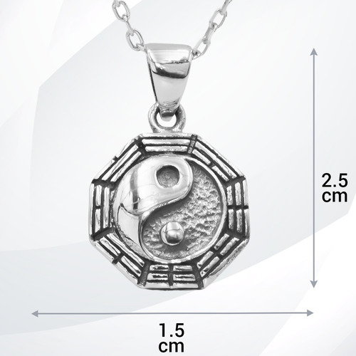 Collar Yin Yang Luz Y Oscuridad Plata Fina + Cadena | M198