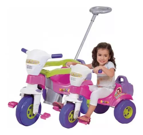 Motoca Triciclo Infantil Tico Bichos Rosa Menina Magic Toys em