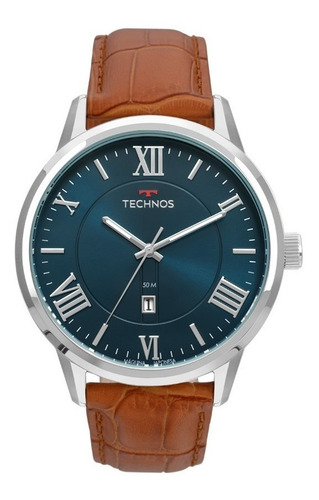 Relógio Technos Masculino Classic 2115mtx/0a Azul Couro Aço