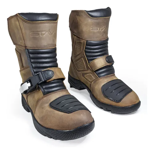 Botas Moto Trail/aventure Cuero Impermeable Con Protecciones