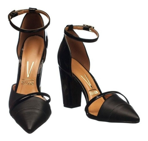 Imagem 3 de 4 de Sapato Scarpin Feminino Salto Alto Vizzano 1264102 - Preto
