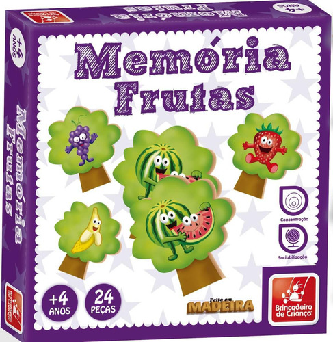 Jogo Da Memória Frutas 24 Peças Brincadeira De Criança