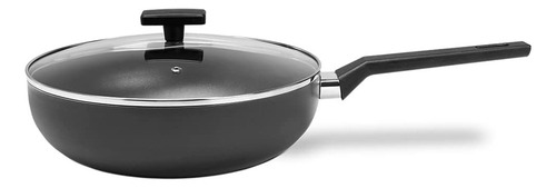 Panela Wok Tampa 28cm 3,55l Alumínio Antiaderente Brinox Cor Cinza-escuro