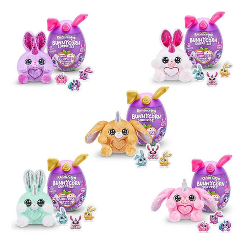 Rainbocorns Bunnycorn Surprise Peluche Sorpresa Conejo Color Blanco