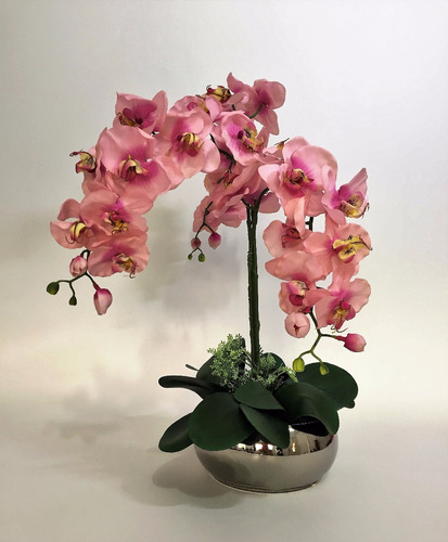 Arranjo De Orquídea 3d De Silicone Rosa 3 Hastes Porcelana | Parcelamento  sem juros