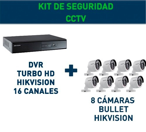 Kit Cctv Hikvision Dvr 16 Ch + 8 Cámaras Hd Full Oferta Gtía