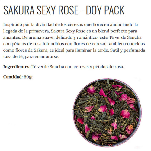 Imagen 3 de 7 de Te Verde Sencha Hebras In_t Sakura Sexy Rose Lata Inti Zen
