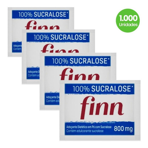 Adoçante Finn Sucralose Sachê Caixa Com 1000 Unidades