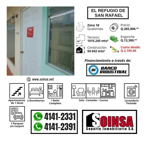 Imagen 1 de 1 de Vendo Apartamento En Zona 18 En El Refugio De San Rafael (cuota Desde: Q.2,105.66)